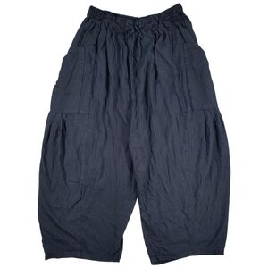 Free People Barrel Pants Womens M Black Baggy Pull On Pockets Drawstring Casual